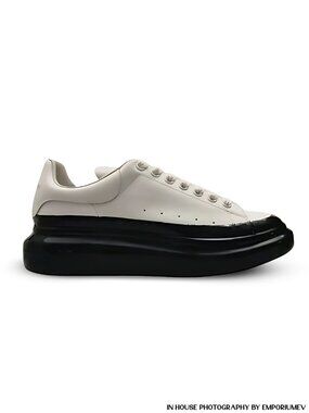 Alexander McQueen Men's Larry Dipped Two-tone Oversize Leather Sneakers In White